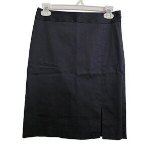 Ann Taylor Petites Italian Cotton Silk Slitted Black Pencil Skirt Womens Size 0P